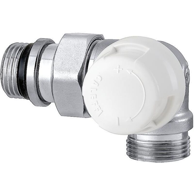 foto del prodotto valvola termostatica doppia squadra sinistra predisposta per comandi termostatici ed elettronici ottone cromato caleffi 226422