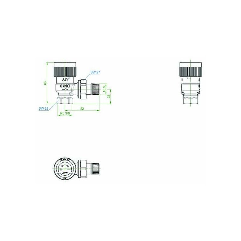 foto del prodotto valvola termostatica oventrop av 9 dn 10, pn 10, versione ad angolo 1183703