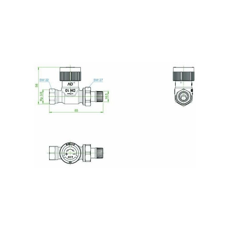foto del prodotto valvola termostatica oventrop av 9 dn 10, pn 10, versione diritta 1183804
