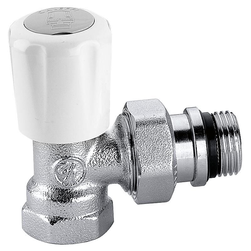 foto del prodotto valvola termostatizzabile 3 8 versione a squadra per tubo in ferro caleffi 401302