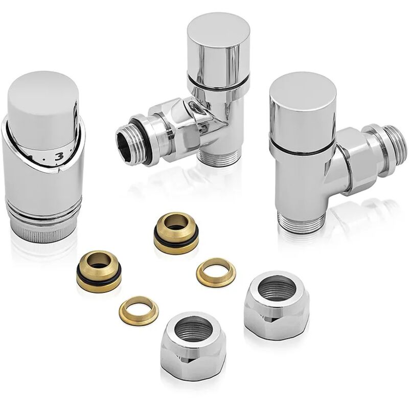 foto del prodotto valvole per termoarredo cromate con testa termostatica e raccordo rame 12 mm
