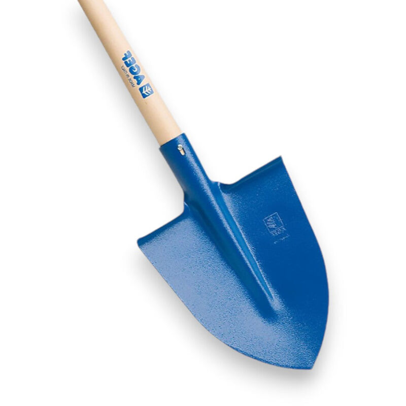 foto del prodotto vanga punta temprata acciaio verniciato blu con manico in faggio cm 120 per giardinaggio e lavori pesanti