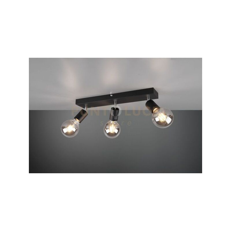 foto del prodotto vannes barra 3 spots orientabili nera l. 44cm attacco e27