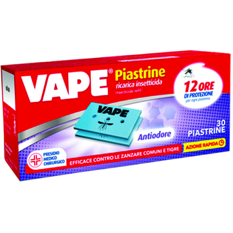 foto del prodotto vape piastrina per elettroemanatori con antiodore zanzare comuni e tigre in confez. da pz.30