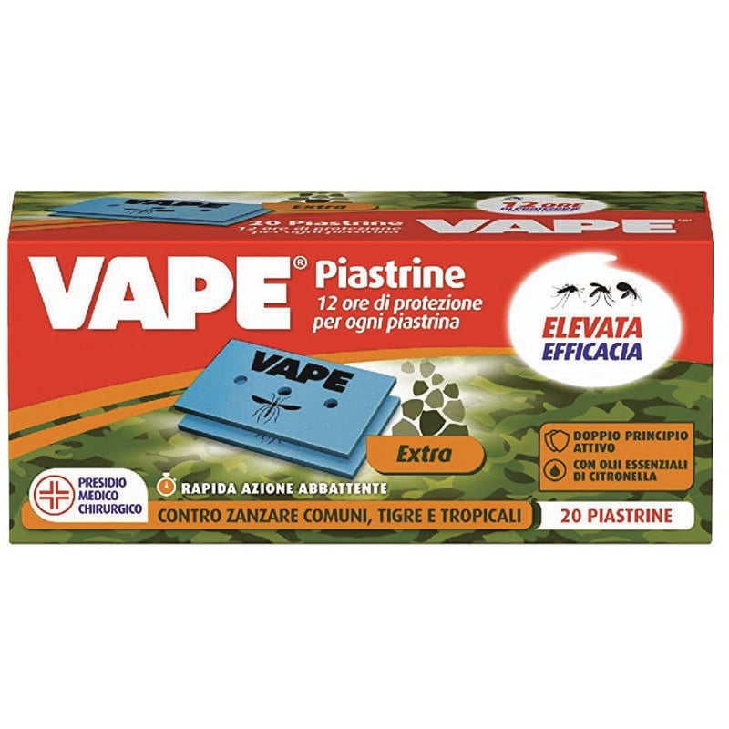 foto del prodotto vape piastrina per elettroemanatori extra zanzare comuni tigre e tropicali in confez. da pz.20