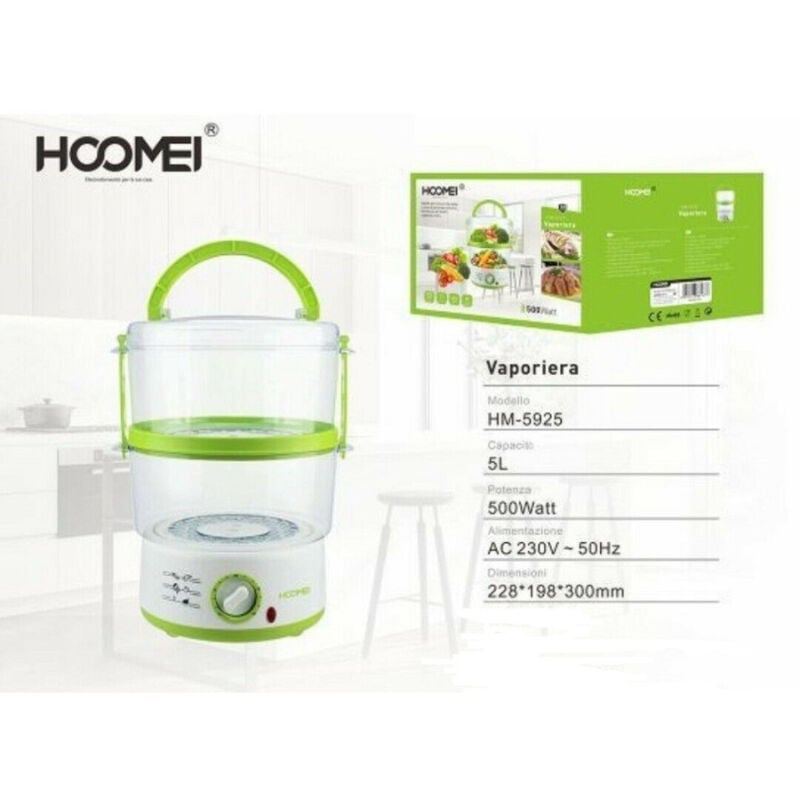 foto del prodotto vaporiera a 2 piani capacita 2 x 2,5 litri timer 60 minuti 500w carne verdure trade shop traesio