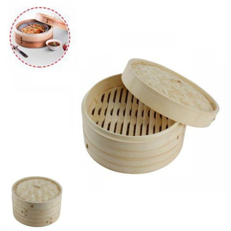 foto del prodotto vaporiera bamboo cottura a vapore bambu cucina salutare asiatica ripiani 20.5cm