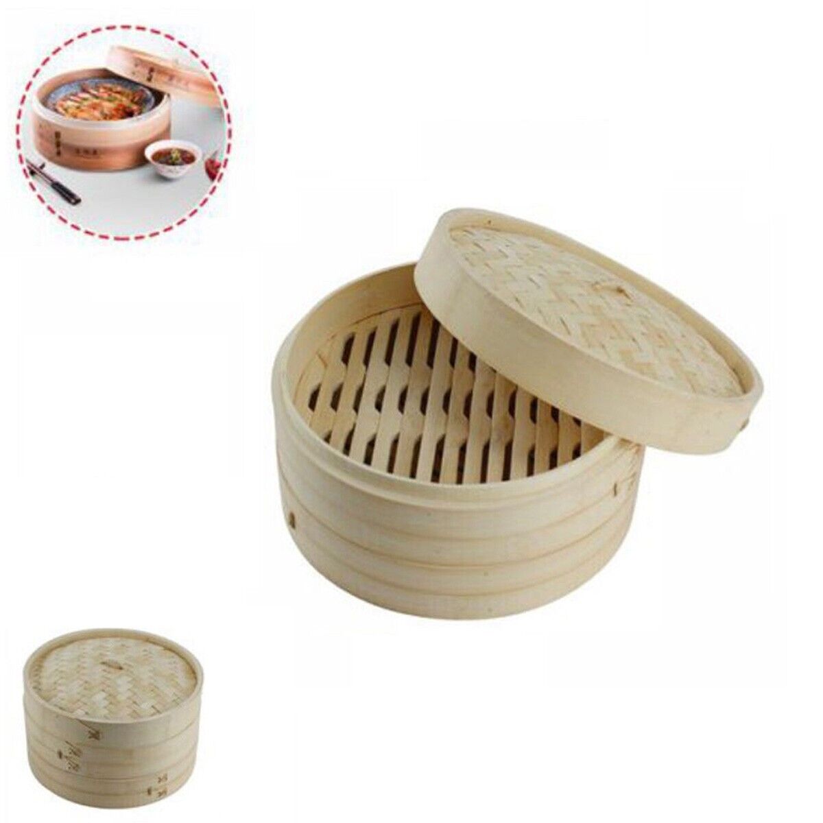 foto del prodotto vaporiera bamboo cottura a vapore bambu cucina salutare asiatica ripiani 25cm