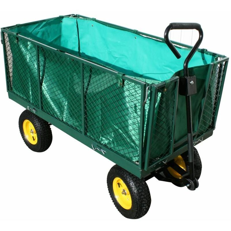 foto del prodotto varan motors tc1840 carretto da giardino xxl, rimorchio, carrello a mano con sponde ribaltabile 600kg telone interno