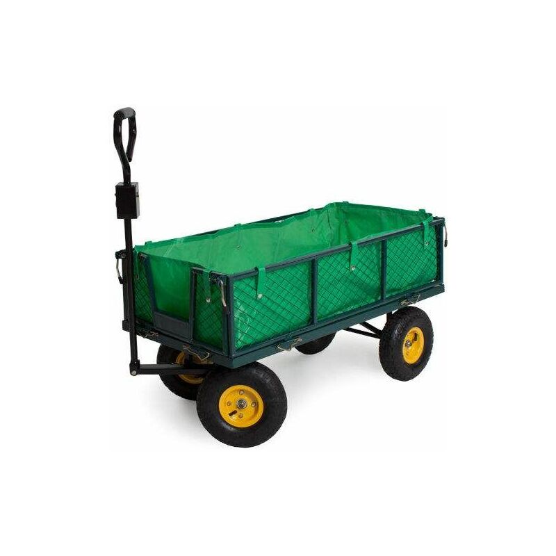 foto del prodotto varan motors tc1840a carretto da giardino, rimorchio, carrello a mano con sponde ribaltabile 350kg telone interno