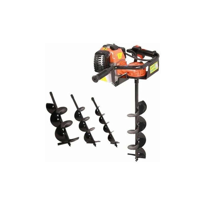 foto del prodotto varan motors tt gd520 eu2 mototrivella a scoppio, trivella motore 2t molto potente 3cv 52cc eu2 con 3 punte 100, 150 e 200mm 
