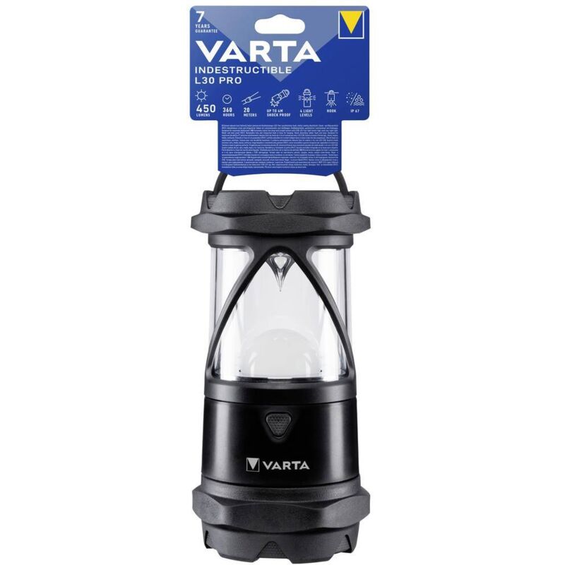 foto del prodotto varta 18761101111 indestructible l30 pro led monocolore lanterna da campeggio 450 lm a batteria 623 g nero