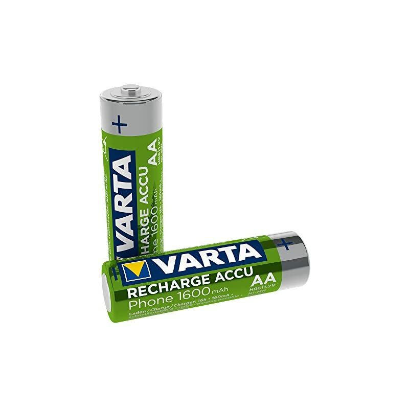 foto del prodotto varta aa mignon ni mh recharge accu phone battery confezione da 2, 1600 mah, adatta ai telefoni senza fili 