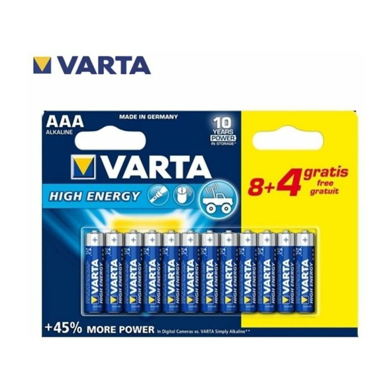 foto del prodotto varta batteria alcalina longlife power aaa lr03 blister 12 unit 10,5x44,5mm