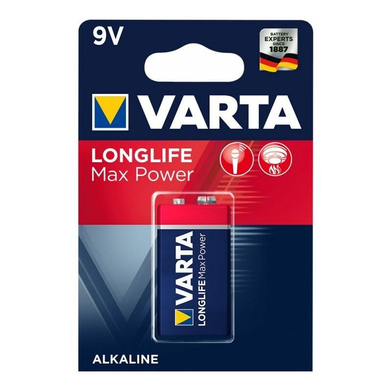 foto del prodotto varta batteria lunga durata max power 9v 6lr61 blister 1 unit 26,5x17,5x48,5mm