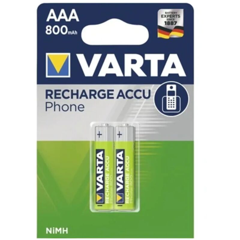 foto del prodotto varta batteria ricaricabili ni mh mini stilo aaa 1,2 v 800 mah cordless 2 pezzi