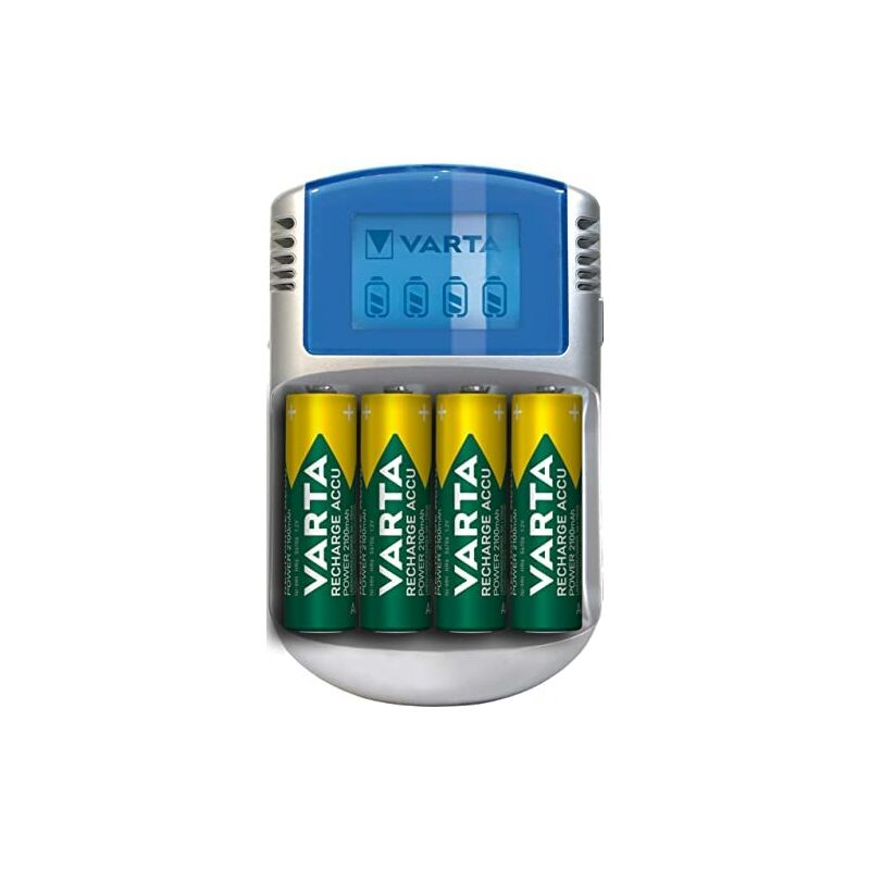 foto del prodotto varta caricabatterie, incl. 4x aa 2600mah, caricatore per batterie ricaricabili aa aaa, caricatore lcd, con cavo usb e adattatore 12v