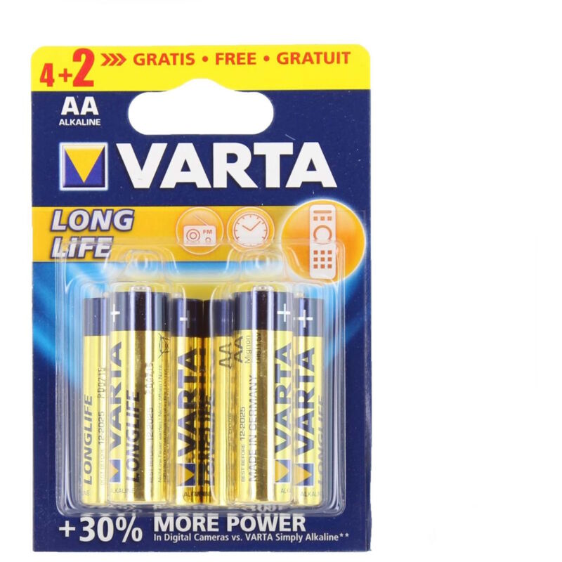 foto del prodotto varta longlife alcalaline stilo aa doppia a confezione 6 pz.