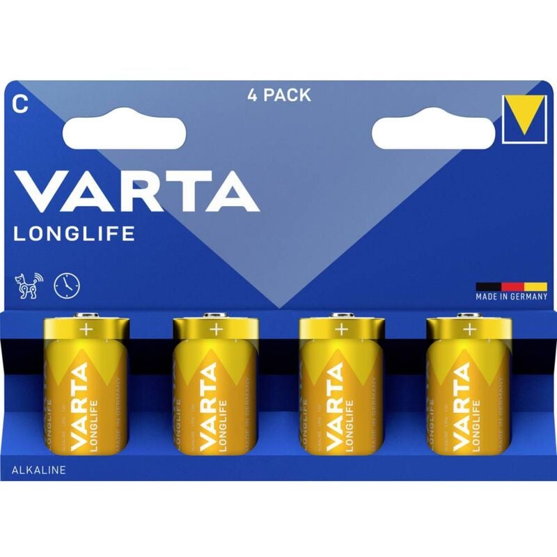 foto del prodotto varta longlife c blister 4 batteria 1 2 torcia c alcalina manganese 1.5 v 4 pz.