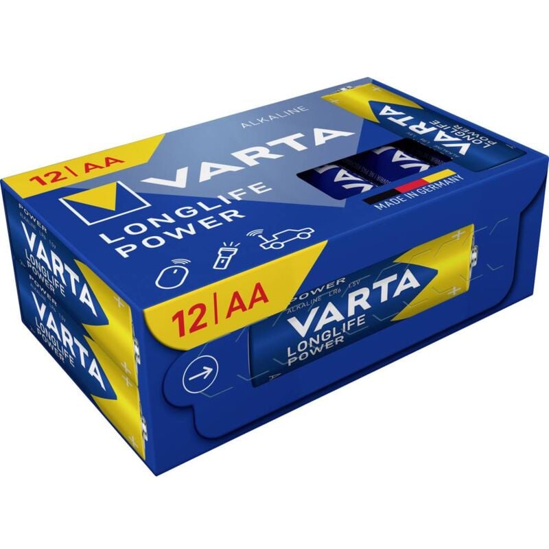 foto del prodotto varta longlife power aa cube pack12 batteria stilo aa alcalina manganese 1.5 v 12 pz.