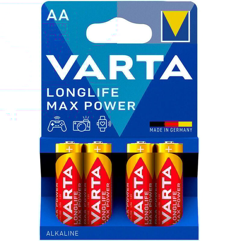 foto del prodotto varta pfralatn aa longlife max power alcalini pack 4 unit ,5x50,5 mm