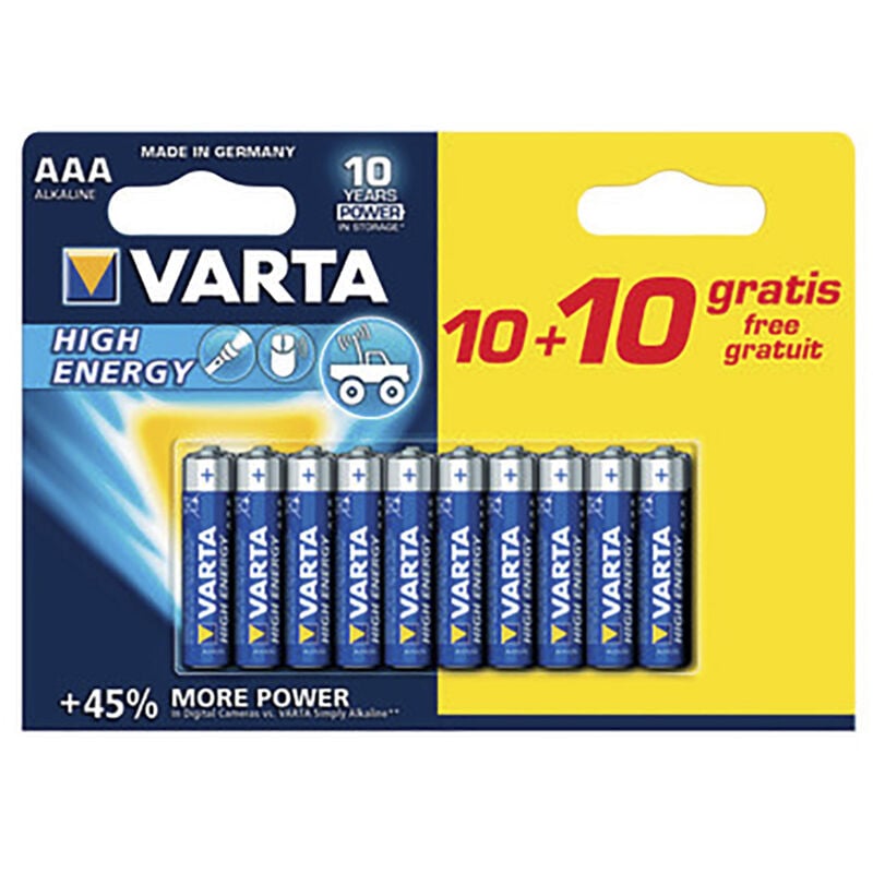 foto del prodotto varta pila alcalina stilografica high energy free 20aaa varta batterie