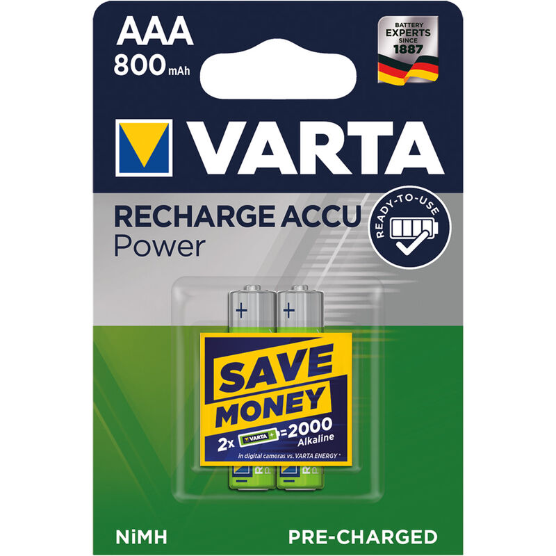 foto del prodotto varta pila ministilo ricaricabile accu power hr03 pz 2 1,2 v aaa