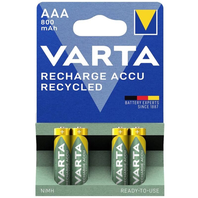 foto del prodotto varta rech.ac.recyc.aaa800mah bli4 batteria ricaricabile ministilo aaa nimh 800 mah 1.2 v 4 pz.