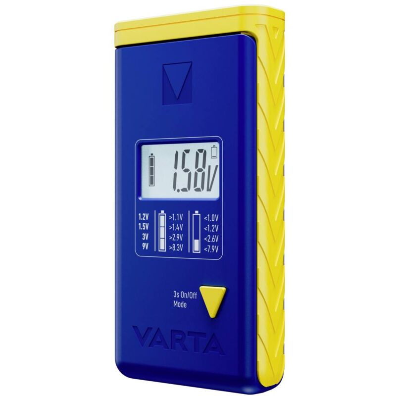 foto del prodotto varta tester batterie lcd battery test campo di misura tester batterie 1,2 v, 1,5 v, 3 v, 9 v batteria ricaricabile,