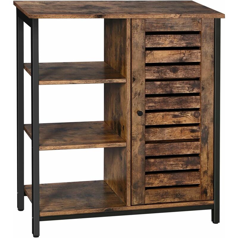 foto del prodotto vasagle armadietto in stile industriale, mobiletto autoportante, credenza con 3 ripiani e armadio, soggiorno, camera da letto, corridoio, cucina,