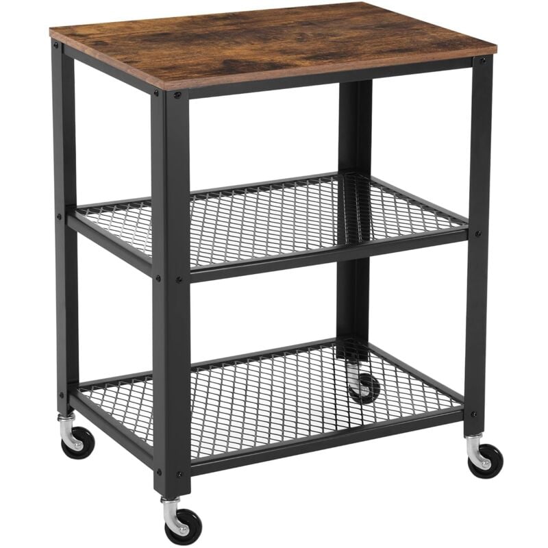 foto del prodotto vasagle carrello di servizio rustico, carrello cucina a 3 piani, portaoggetti pesante, con ripiano in legno, rotelle, per cucina e soggiorno,
