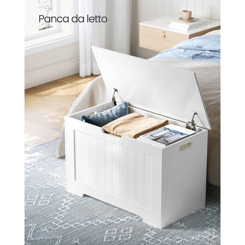 foto del prodotto vasagle cassapanca di stoccaggio, panca con 2 cerniere di sicurezza, panca porta scarpe, stile moderno, 40 x 76 x 48 cm, per corridoio, camera da