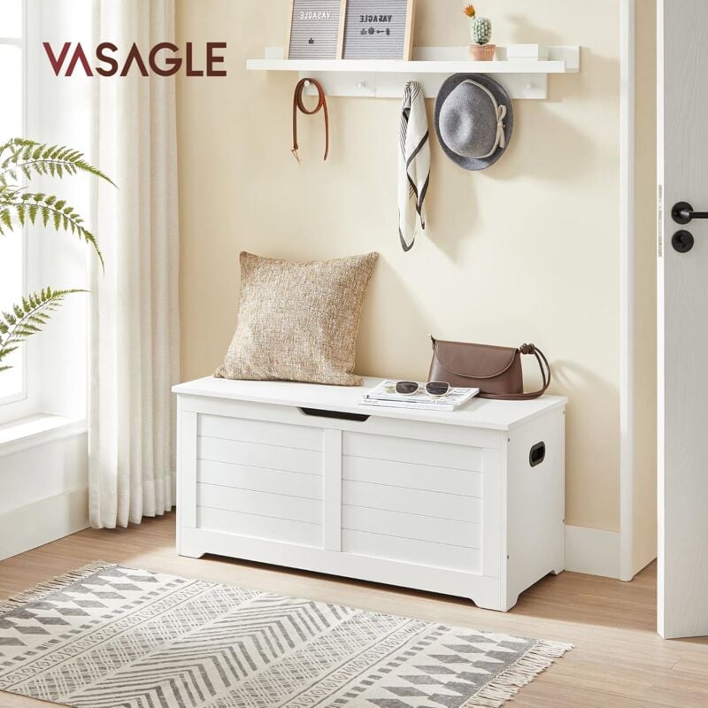 foto del prodotto vasagle cassapanca, panca portaoggetti, pouf organizzatore con 2 cerniere di sicurezza, scarpiera, stile moderno, 40 x 100 x 46 cm, per corridoio,