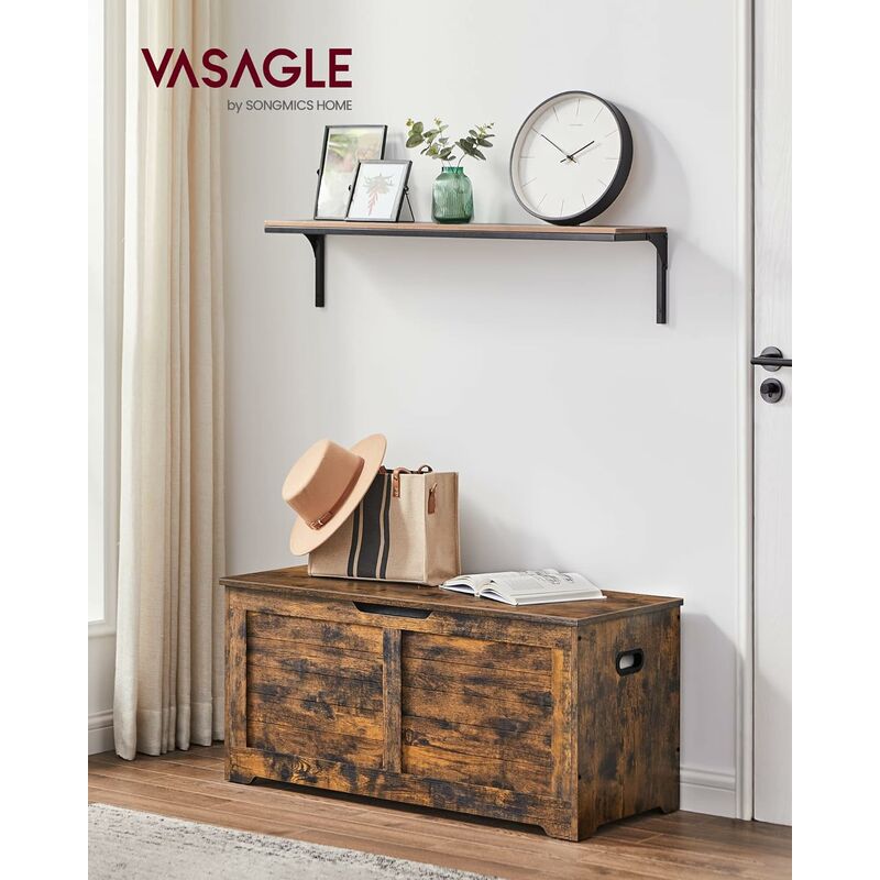 foto del prodotto vasagle cassapanca, panca portaoggetti, pouf organizzatore con 2 cerniere di sicurezza, scarpiera, stile vintage 40 x 100 x 46 cm, per corridoio,