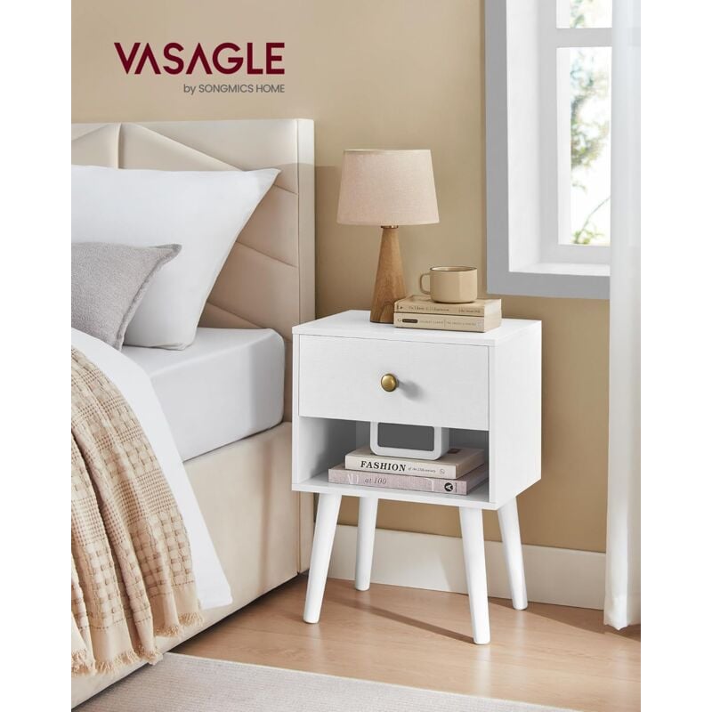 foto del prodotto vasagle comodini, set di 2, tavolini con cassetto e scomparto aperto portaoggetti, gambe in legno, tavolini per soggiorno, camera da letto, divano,
