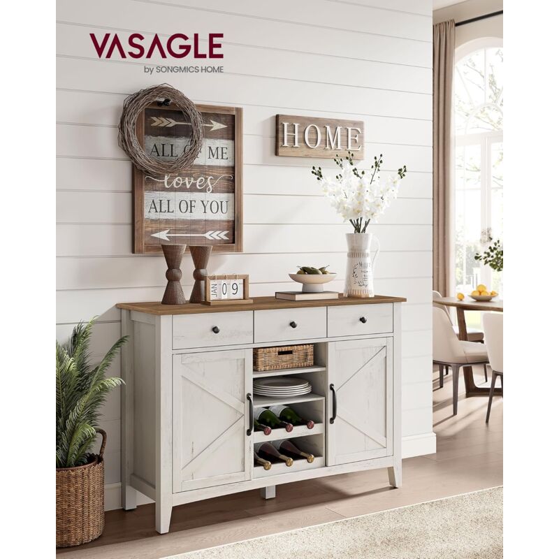 foto del prodotto vasagle credenza cucina, mobiletto con cassetto, mobile con ante e ripiano regolabile in altezza, stile farmhouse, per soggiorno sala da pranzo,