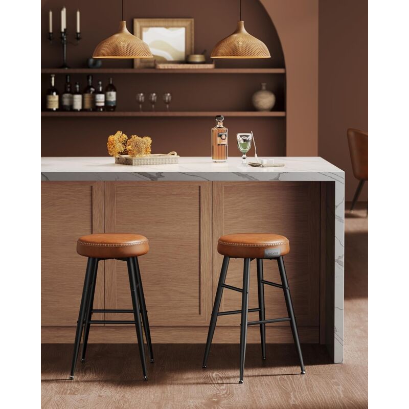 foto del prodotto vasagle ekho collezione sgabelli cucina, set da 2 sgabelli alti da bar, sedie cucina, rivestimento con cucitura, altezza 63 cm, sala da pranzo,