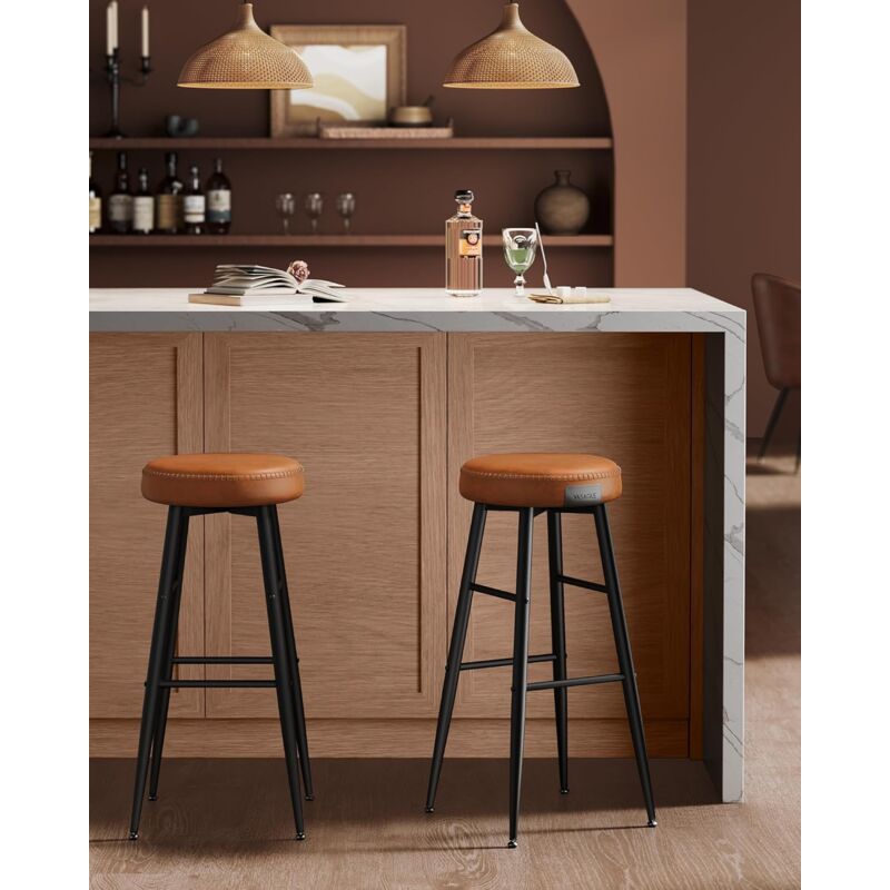 foto del prodotto vasagle ekho collezione sgabelli cucina, set da 2 sgabelli alti da bar, sedie cucina, rivestimento con cucitura, altezza 76,2 cm, sala da pranzo,