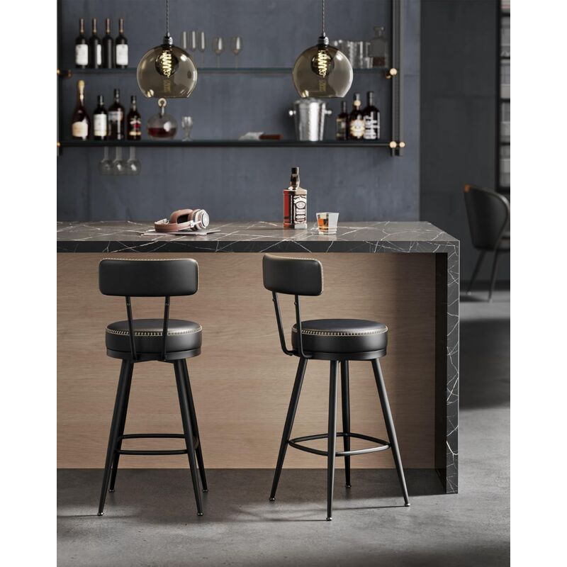 foto del prodotto vasagle ekho collezione sgabelli cucina set da 2, sgabelli da bar girevoli con schienali, sedie cucina, rivestimento con cucitura, moderno di
