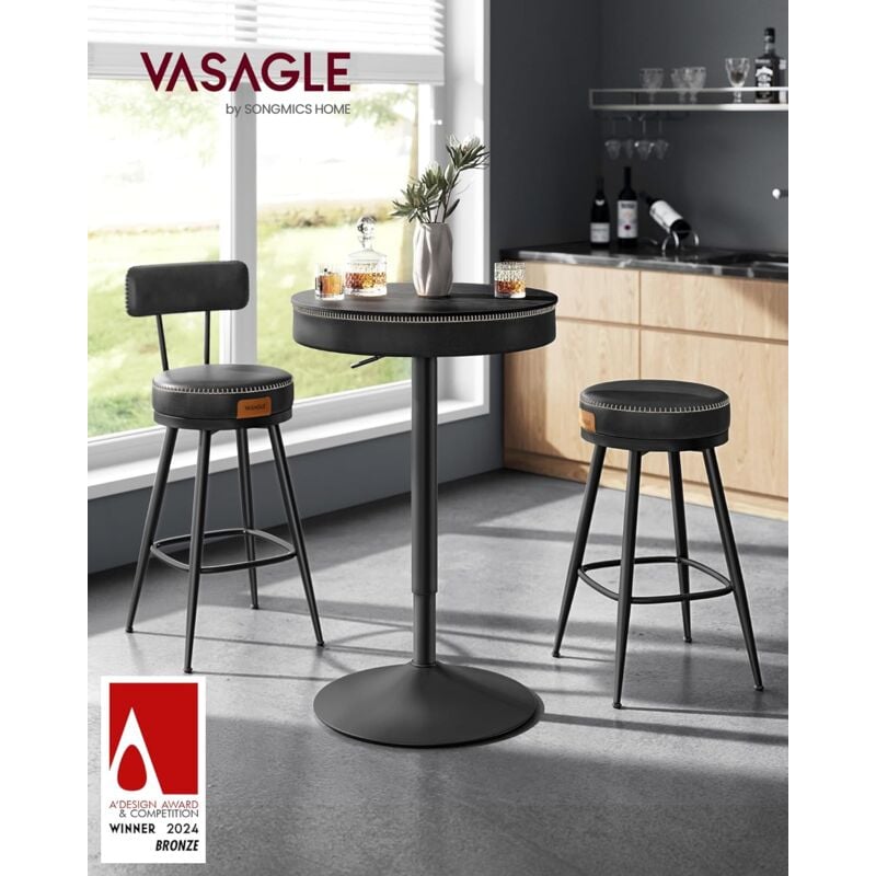 foto del prodotto vasagle ekho collezione tavolo da bar regolabile in altezza, tavolino con scomparto, rivestimento con cucitura, moderno di met secolo, montaggio