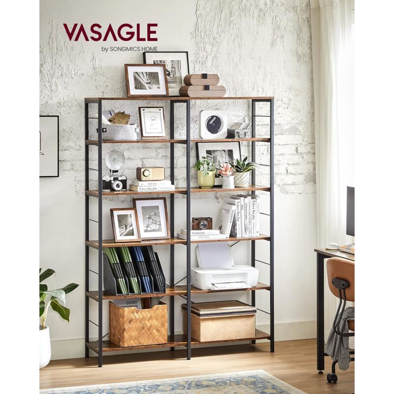 foto del prodotto vasagle libreria a 6 livelli, scaffale portaoggetti, 30 x 120 x 172,5 cm, stile industriale, per soggiorno, studio, balcone, cucina, marrone