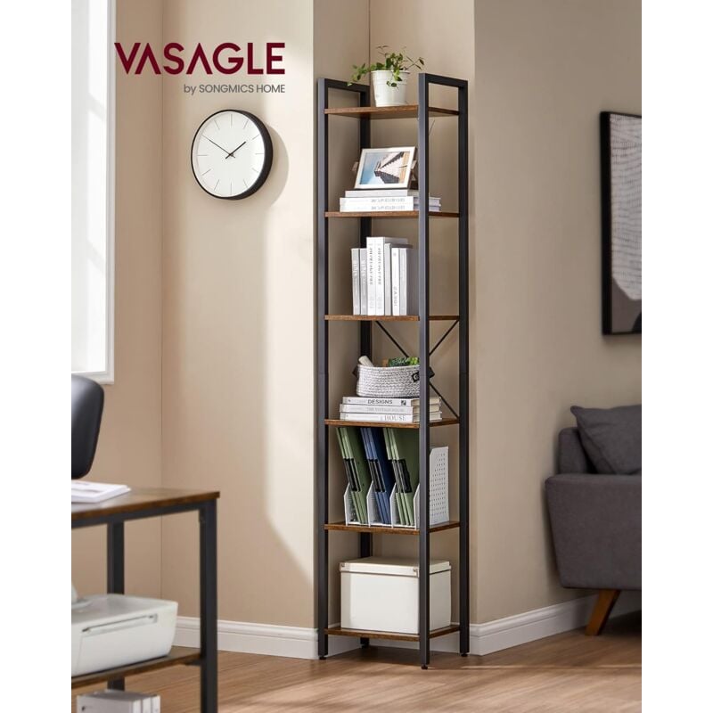 foto del prodotto vasagle libreria a 6 ripiani, scaffale per libri, libreria da terra, mensole per ufficio studio soggiorno camera da letto cucina, 40 x 30 x 187,5 cm,