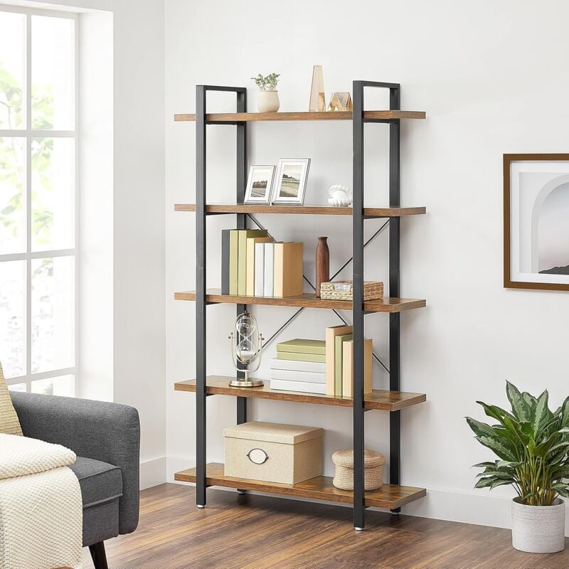 foto del prodotto vasagle libreria in stile industriale, scaffale portaoggetti stabile a 5 livelli, scaffale autoportante facile da montare, per soggiorno, camera da