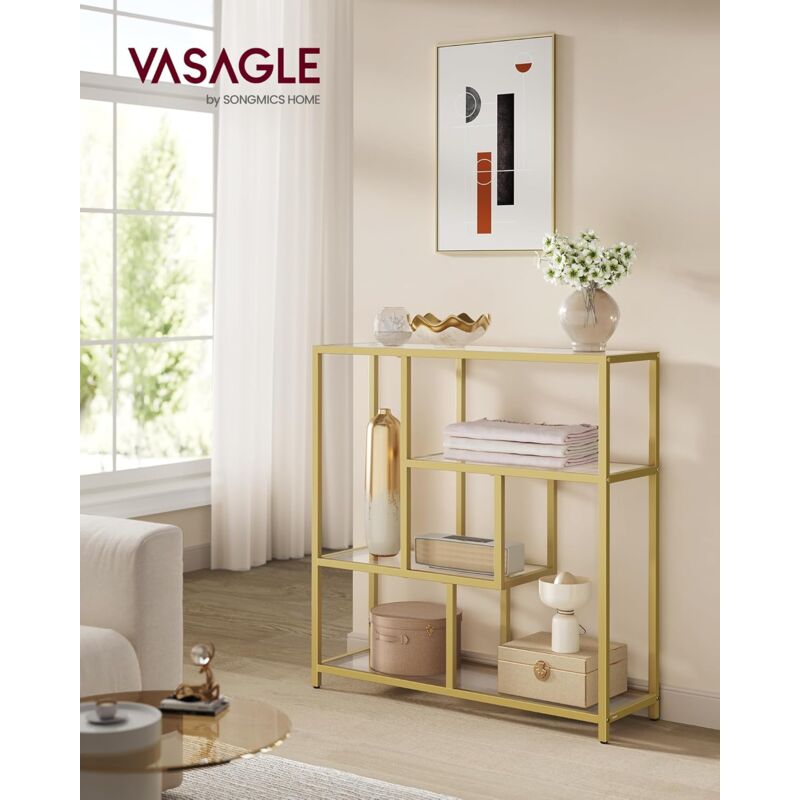 foto del prodotto vasagle libreria, scaffale a 4 ripiani, 30 x 100 x 103 cm, scaffale autoportante, per soggiorno, ufficio, camera da letto, cucina, trasparente e