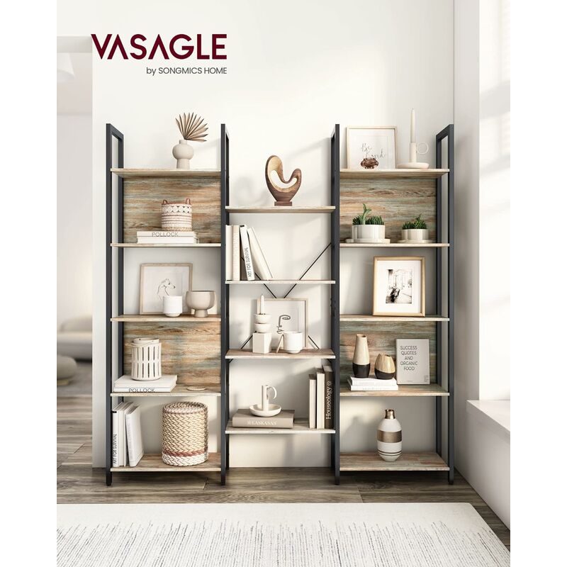foto del prodotto vasagle libreria, scaffale portaoggetti, con 14 ripiani, struttura in metallo, soggiorno studio ufficio, stile industriale, 24 x 158 x 166 cm,