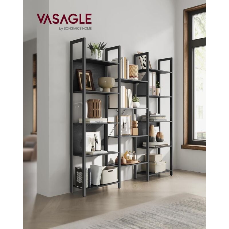 foto del prodotto vasagle libreria, scaffale portaoggetti, con 14 ripiani, struttura in metallo, soggiorno studio ufficio, stile industriale, 24 x 158 x 166 cm, nero