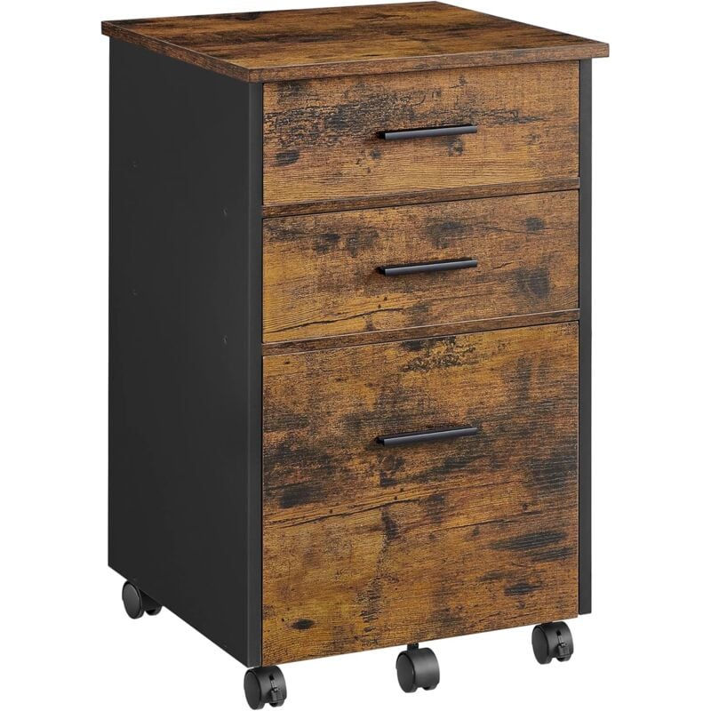 foto del prodotto vasagle mobile da ufficio con 3 cassetti, con 2 cassetti di tessuto, uno di legno, comodino, cassettiera con rotelle, per ufficio, studio, camera