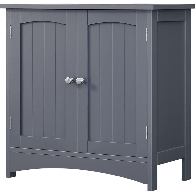 foto del prodotto vasagle mobile sottolavabo per bagno, mobile da bagno, armadietto sottolavandino con 2 ante, ripiano regolabile, spazioso, 60 x 30 x 60 cm, grigio