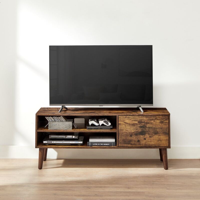 foto del prodotto vasagle mobile tv, armadietto stand tv, per tv fino a 55 pollici, centro di intrattenimento, consolle da tv met del secolo moderno per soggiorno,