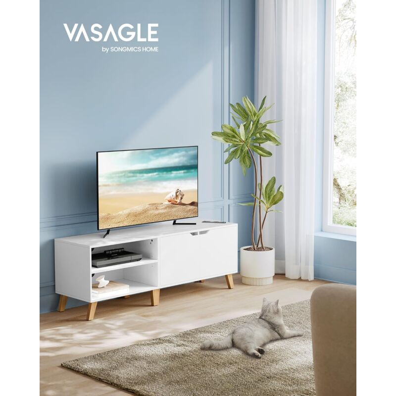 foto del prodotto vasagle mobile tv per televisore fino a 60 pollici, armadietto per tv con 2 ante, ripiani regolabili, lungo 140 cm, per soggiorno, camera da letto,